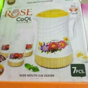 Plastic water jug with plastic 6 glass set (7 pics)