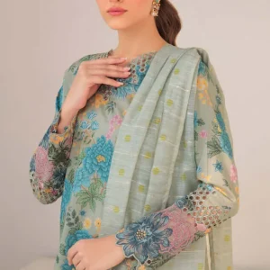 Baroque - 3PC Lawn Printed Shirt With Printed Organza Dupatta