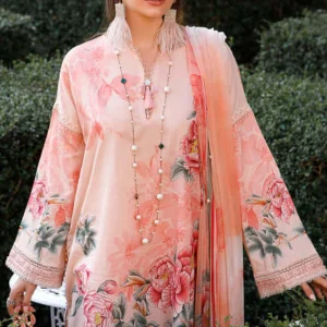 MARIA.B - 3PC Lawn Printed Shirt With Printed Premium Organza