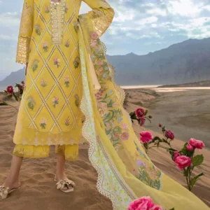 Crimson - 3PC Lawn Heavy Embroidered Chickan Kari Lawn