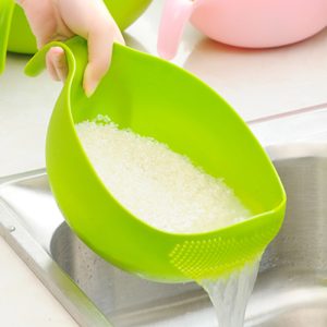 Kitchen Rice Bowl Plastic Fruit Bowl Drain Basket With Handle