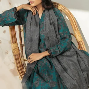 Baroque- 3PC Lawn Digital Printed Shirt With Printed Voil Dupatta