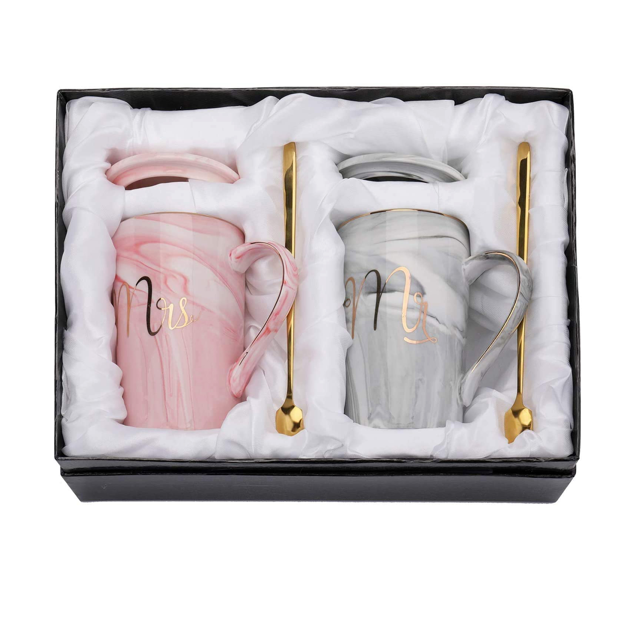Mr and Mrs Couple Marble Coffee Mug Set Engagement Wedding - Image 4