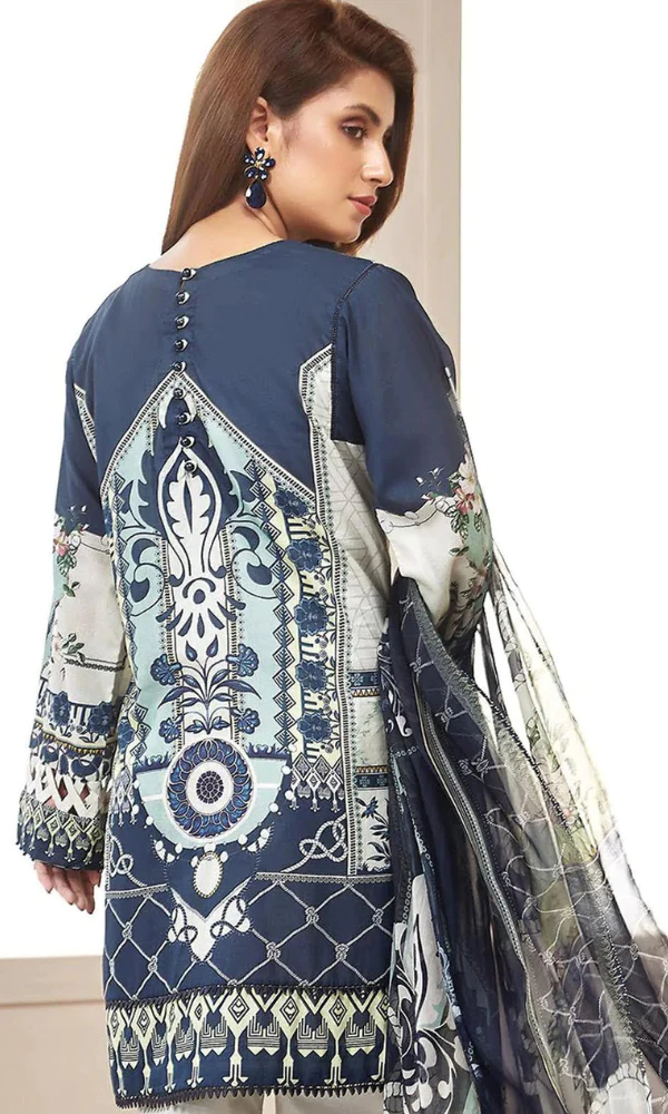 Farasha- 3PC Lawn Embroidered Printed Shirt With Printed - Image 3