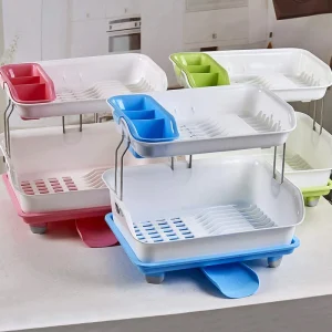 Two Tier/Layer Dish Rack, Multi-Purpose Dish Rack, Plastic