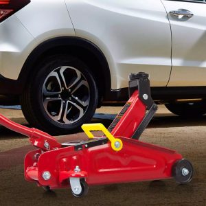 Red Car Jack 2 Ton With Hard Safety Locking Briefcase, handle