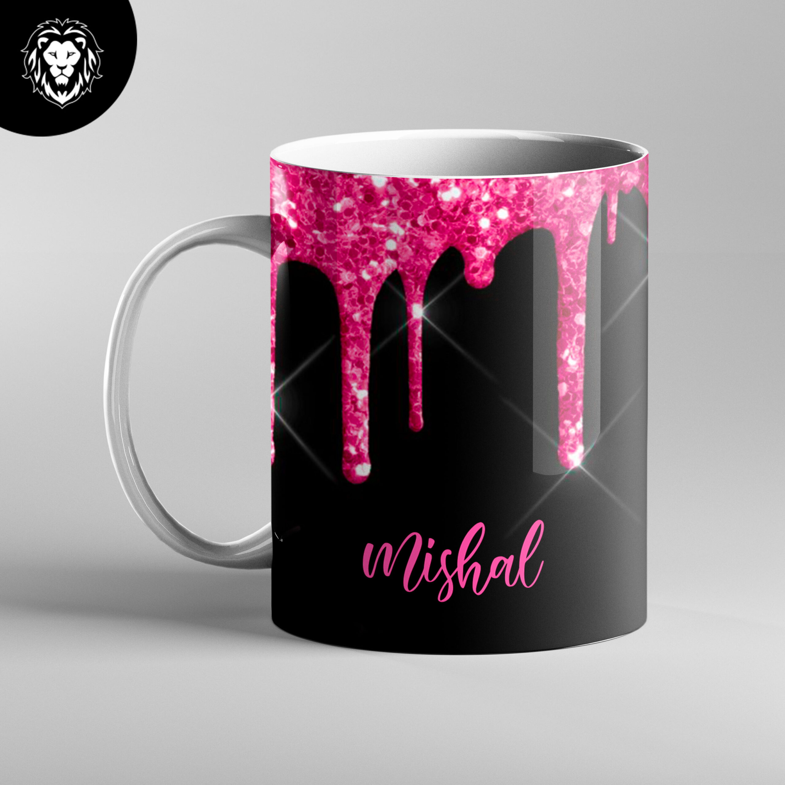 Customize Coffee , Tea Mug with your Name Glittery Design 24
