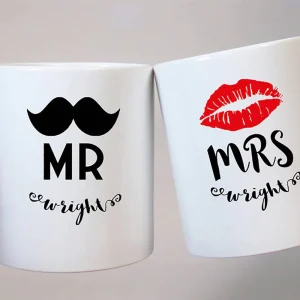 Mr. and Mrs. Ceramic Mugs - Valentine Day Mugs - Meaningful