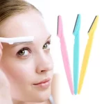 Triple Pack Korean Twinkle Eyebrow Razors - Safe and Easy Facial Hair Remover and Eyebrow Trimmer Tool for Women with Exfoliating Face Function and Stainless Steel Safety Cover for Sensitive Skin(Pack of 3))
