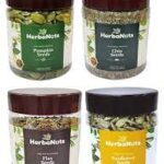 Herbanuts Healthy Raw Seeds Combo 400gms, (Pumpkin Seeds, Sunflower Seeds, Chia Seeds, Flax Seeds), Seeds Mix for Eating, Seeds for Eating, Seeds Eating for Organic, Antioxidant Mix Seeds, Pack of 4 Jar Pack Each 100g