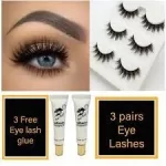 Beautious 3 pairs 3D eye lashes with 3 free glues