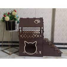 Cat house- wooden cat house- wolnut -white model