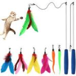 Interactive Cat Toy Feather Teaser with mouse Stick