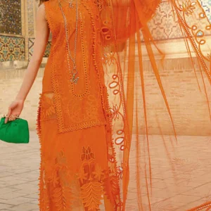 Maria.b 3-PC Lawn Chikankari Heavy Embroidered Shirt With Embroidered Organza Dupatta