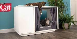 Modern cat house -Wooden cat house- white -walnut model