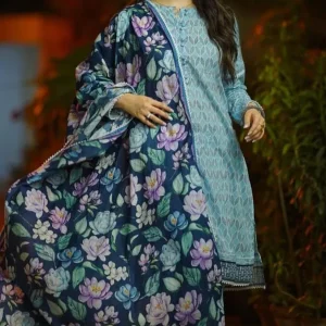 Neelam Munir - 3PC Lawn Printed Shirt with Printed Premium Organza Dupatta