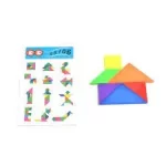2 Sets Plastic Tangram 7 Piece Puzzle Colorful Square IQ Game Brain Teaser Intelligent Educational Toys for Kids