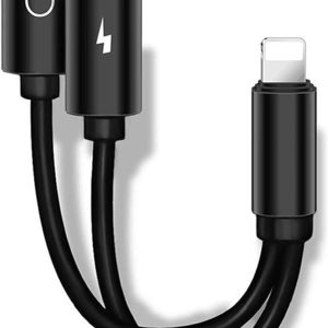 D-TEC Lightning to 3.5mm 2 in 1 Earphone Audio Adapter without bluetooth compatible For iPhone Charger Cable Mobile Phone Aux Dual Jack Splitter Headphone & Fast Charging Connector Converter