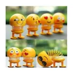 Car Interior Dashboard Decoration Spring Smile Doll Car Emoji Shaking Head Toy-Yellow