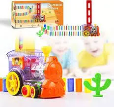 Domino Train Toy Set with 60Pcs Colorful Dominoes Game Building Blocks Educational Boys Girls Children's Toys Gifts