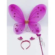 Fairy Butterfly Wings Costume Complete Set(Wings,Hairband,Stick) for Girls Kids Fancy Dress Costume