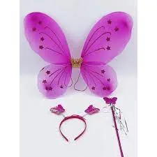 Fairy Butterfly Wings Costume Complete Set(Wings,Hairband,Stick) for Girls Kids Fancy Dress Costume