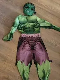 HULK 3d MUSCLE COSTUME FOR KIDS WITH HARD PLASTIC MASK 3 to 4 years