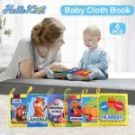 HelloKimi 6 PCS Baby Cloth Book Early Learning Toy Baby Toddler Toys Fabric Soft Cloth Book Intelligence Development 6 Theme Book for 0-3 Years Old Kids baby toys