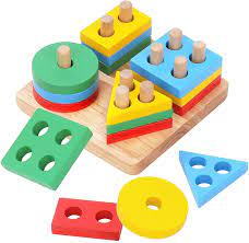 Shape Sorter Learn Geometric Shapes Puzzle for kids Wooden Stacking Toys – Perfect toddler toys recommended Wooden Puzzle toys for 1 2 3 year olds