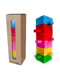 Wooden Rainbow Jenga 54 Pcs Block