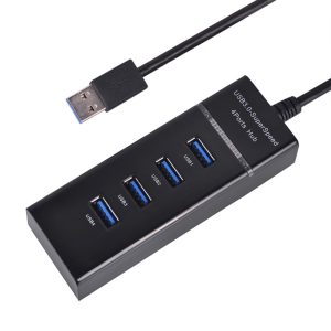 4 Port Portable SuperSpeed USB 3.0 Hub with Built-in Cable Fast Data Transfer USB Hub Extender Extension Connector Compatible Windows PC / Mac / Surface Pro / Laptop / Printer / Mobile HDD / LED Light USB HUB Well Work Good Quality Fast Delivery Good Condition Reasonable Price Fast Speed