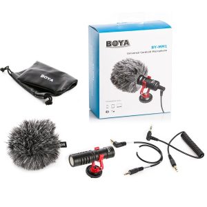 Original Boya MM1 Microphone Best For Vlogs and Youtube Videos Compact on-camera microphone Compatible with smartphones, DSLR Rugged metal construction No battery required Professional furry windshield included