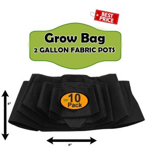 Pack Of 10 Grow Bag I 2 Gallon Grow Bag I 8 X 8 I High Quality Fabrics Grow Bag (tF)