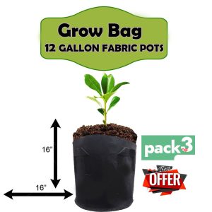 Pack Of 3 Grow Bag I 12 Gallon Fabric grow bag 16X16 I Plant Bag I for Kitchen Gardening (OtZ9)