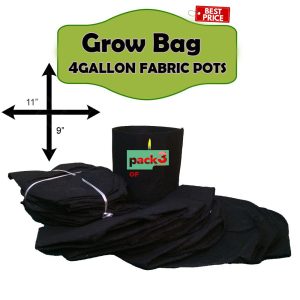 Pack Of 3 4 Gallon 11X9 grow bags for plants fabric pots for growing plants Grow bags (9fF0)