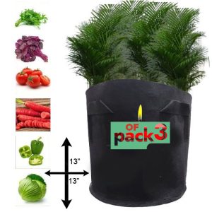 Pack Of 3 Grow Bag 7 Gallon 13X13 l Plant Bag for Kitchen Gardening (0SF5)