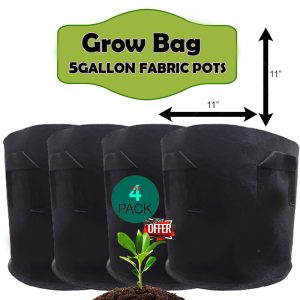 Pack Of 4 Grow Bag 5 Gallon 11X11 - Polithen Bag For Plants And Home Gardining I Export Quality (34ff90)