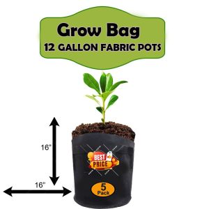 Pack Of 5 Grow Bag I 12 Gallon Fabric grow bag 16X16 I Plant Bag I for Kitchen Gardening (OtZ9)