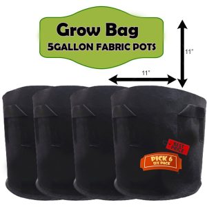 Pack Of 6 Grow Bag 5 Gallon 11X11 - Polithen Bag For Plants And Home Gardining I Export Quality (34ff90)