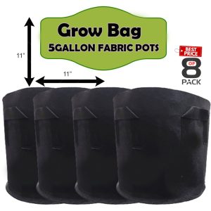 Pack Of 8 Grow Bag 5 Gallon 11X11 - Polithen Bag For Plants And Home Gardining I Export Quality (34ff90)