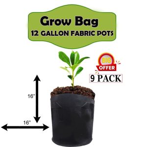 Pack Of 9 Grow Bag I 12 Gallon Fabric grow bag 16X16 I Plant Bag I for Kitchen Gardening (OtZ9)