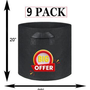 Pack Of 9 Grow Bag I 18 Gallon Fabric grow bag 20 X 20 I High Quality Grow Bag (TFZ)