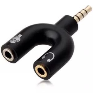 2 In 1 U Shape 3.5mm Aux Male To 2 Female EP Stereo Jack Audio Connector Earphone Headphone Adapter With Mic Converter Y-Splitter Compatible With Mobile, Laptop, Tablet, Mp3 And Gaming Device Phone Converter (Android)