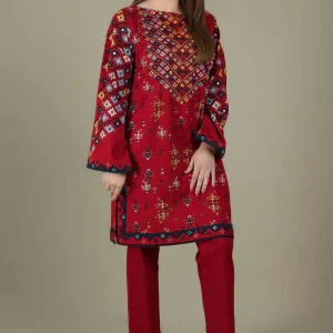 Kayseria - 2PC Linen Embroidered Shirt With Dyed Trouser