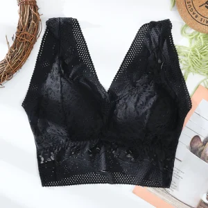 FLOWER NET LONG BRA WITH REMOVEABLE PADS