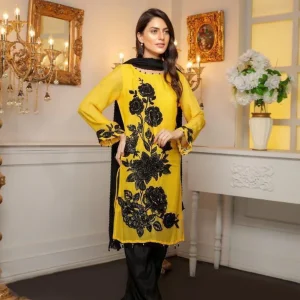 Maria.b - 2PC Dhanak Embroidered Shirt With Embroidered Dhanak Trouser
