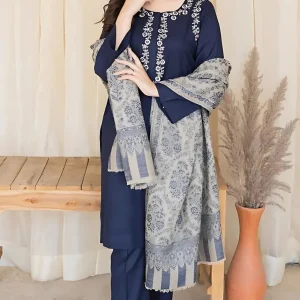 Asling - 3PC Lawn Embroidered Shirt With Printed Shawl