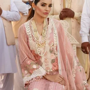 Crimson - 3PC lawn chicken kari Embroidered suit