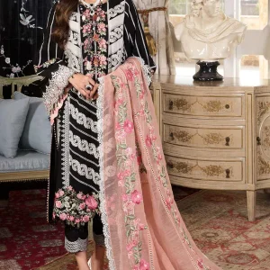Crimson- 3PC Lawn Embroidered Shirt with Embroidered four Sided Dupatta