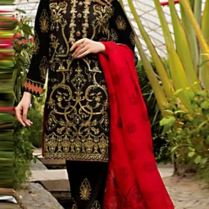 Bareeze - 3PC Embroidered Shirt With Embroidered Dhanak Wool Shawl